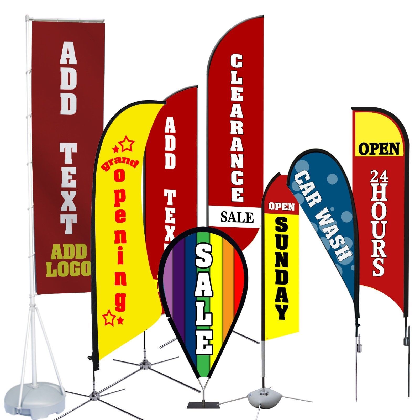 we finance Open King Swooper Feather Flag Sign Kit With Pole and Ground Spike certified pre owned Pack of 3