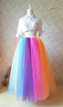 2022 RAINBOW Color Tutu Skirt Plus Size Floor Length Multicolor Rainbow Skirt  image 4