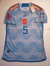 Sergio Busquets Spain 2022 World Cup Match Slim Blue Away Soccer Jersey ... - $90.00