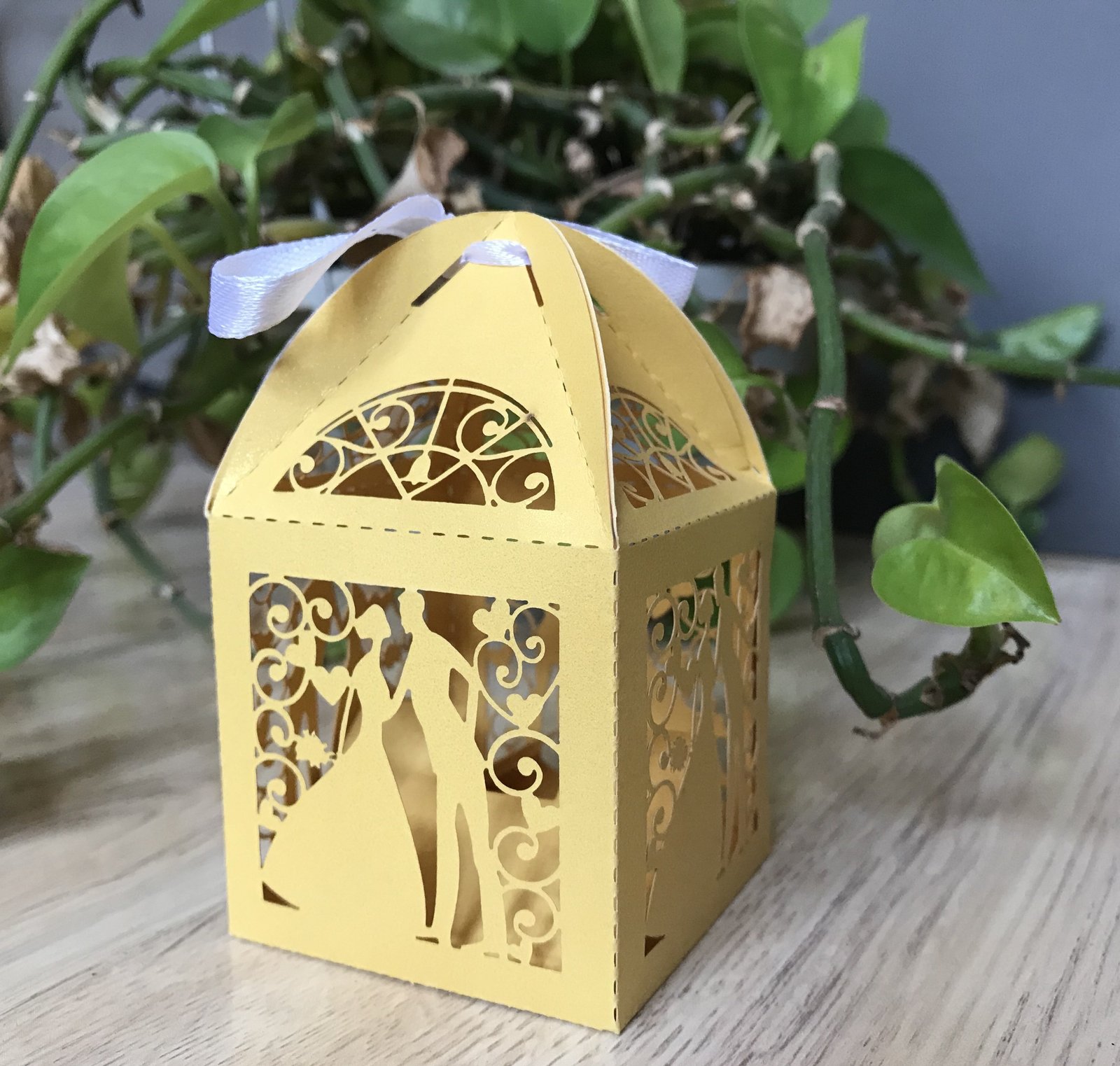 100pcs Pearl Gold Bride Groom Laser Cut Wedding Gift Box,Gift ...