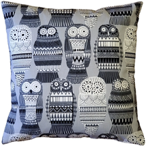 Midnight Owl Cotton Print Throw Pillow 17x17, Complete with Pillow Insert - $26.20