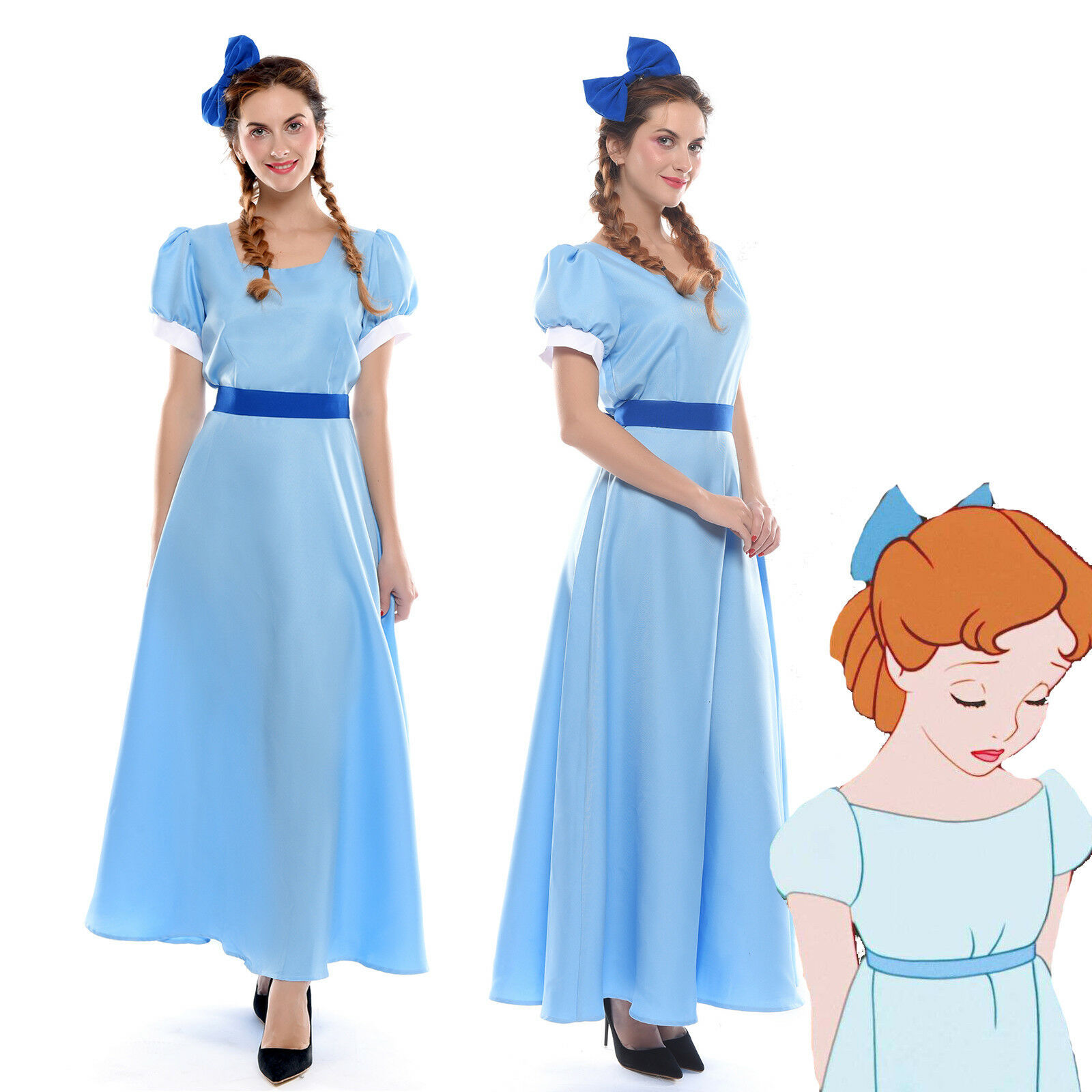 Womens Girls Peter Pan Wendy Darling Cosplay Costume Dress Headwear Hallowe...