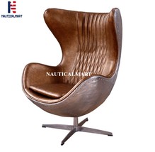 NauticalMart Spitfire Tomcat Aviator Egg Chair, Genuine Leather