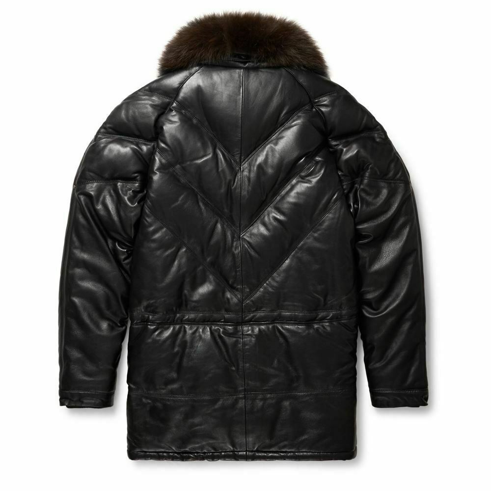 Goose Country Leather Quarter V-Bomber Jacket Black With Brown Fox Fur ...