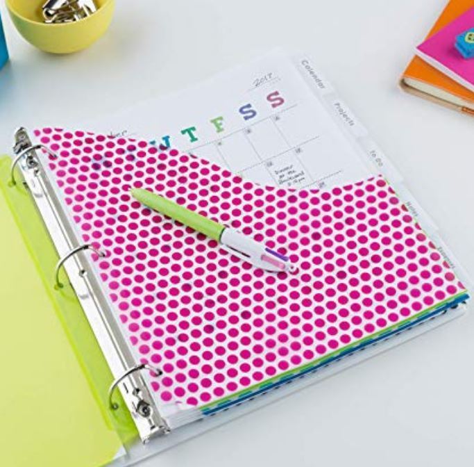 Avery 5Tab Plastic Binder Dividers with Pockets& Insertable Clear Big