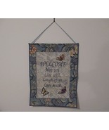 butterfly tapestry wall hanging, welcome butterfly wall art, floral wall... - $27.50