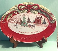 Fitz and Floyd Snack Plate Platter Sentiment Tray Christmas Home Warms The Heart - $21.95