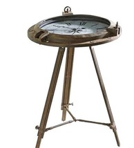 Nautical Table Clock Ship Wheel Design 26.7" High Rustic  Roman Numerals Tripod