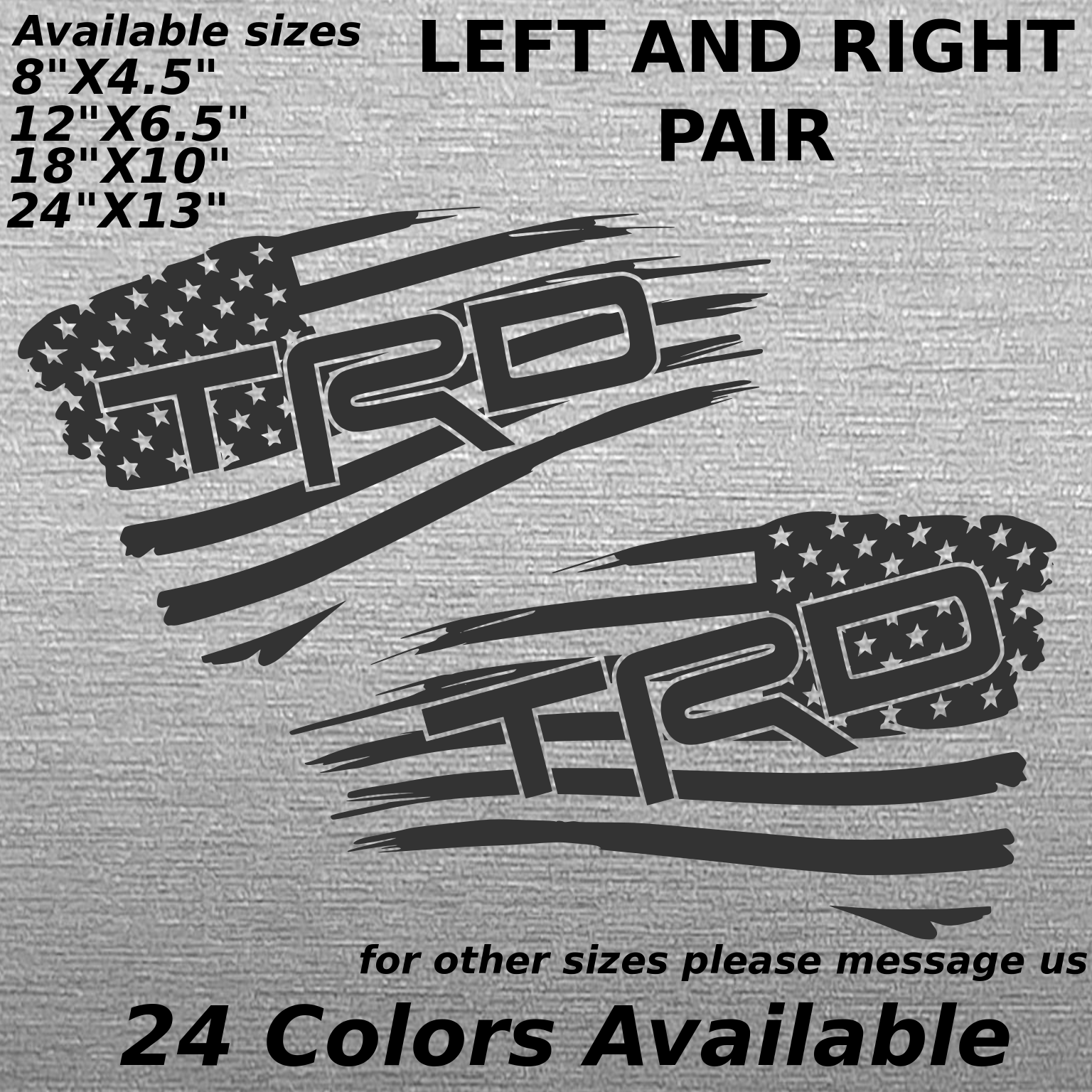 TRD Toyota racing development Tattered flag decal sticker bed side tacoma PAIR