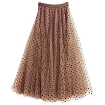 Polka Dot Tulle Skirt Outfit Two Layered Dotted Tulle Skirt in Caramel Black image 3