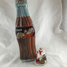 Coca Cola Bottle Collectible Tin Hinged Lid  Christmas 1998 plus Ornament - $15.83