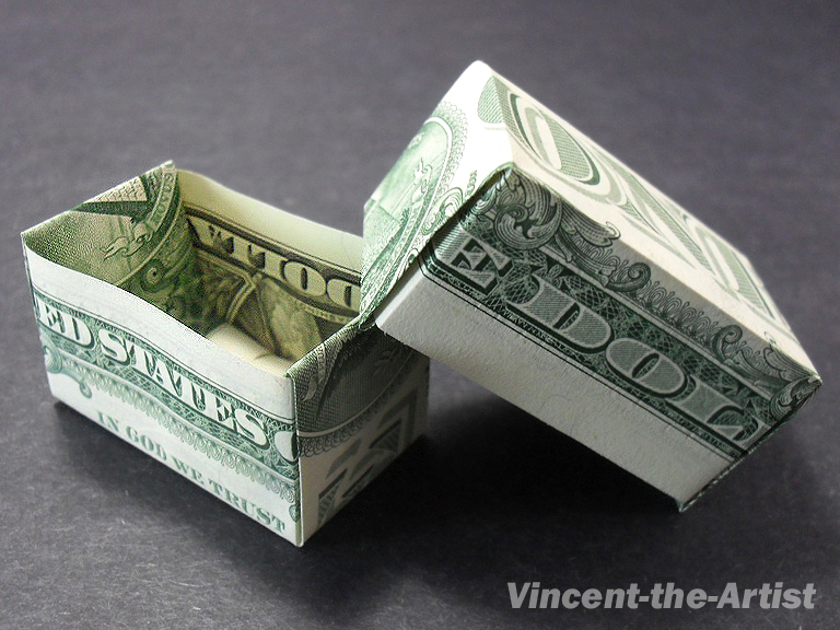 GIFT BOX Money Origami Art Dollar Bill Cash Sculptors Bank