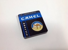 CAMEL 20 Premium Cigarettes Filters Metal Black &amp; Blue Tin Standing Came... - $15.83
