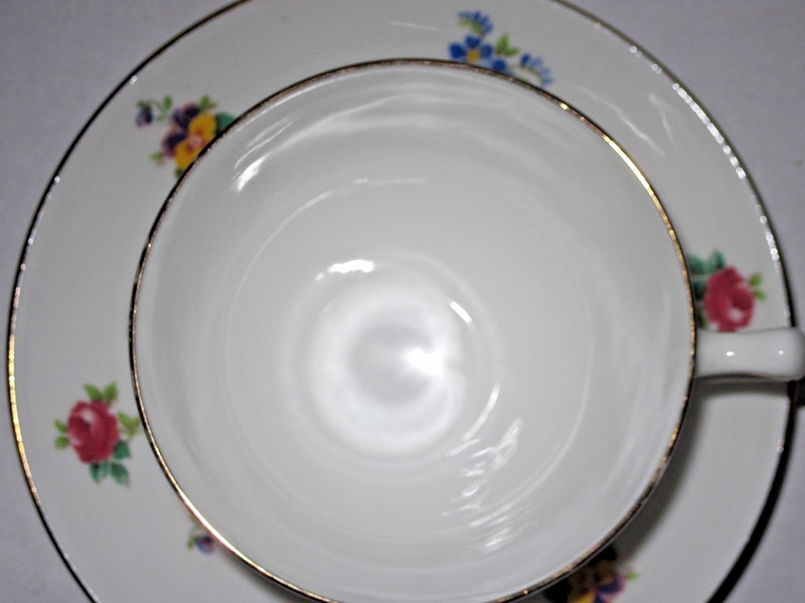 Royal Crown Staffordshire Floral Bouquet Cup & Saucer Fine Bone China England Crown Staffordshire