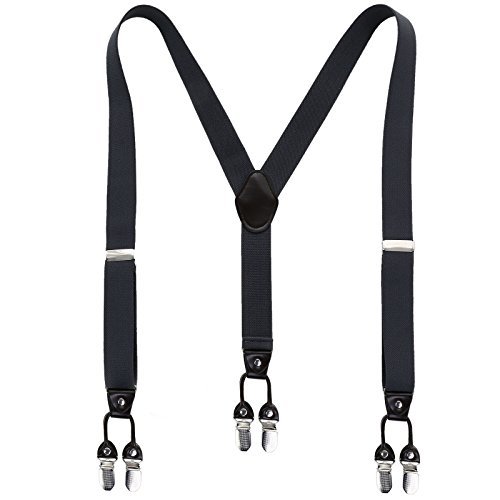 AWAYTR Men Y Back Clip Suspenders - Heavy Duty 6 Clips Adjustable ...