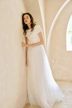 Gray High Waisted Maxi Tulle Skirt Wedding Tulle Skirt with Train Plus Size WM12 image 10