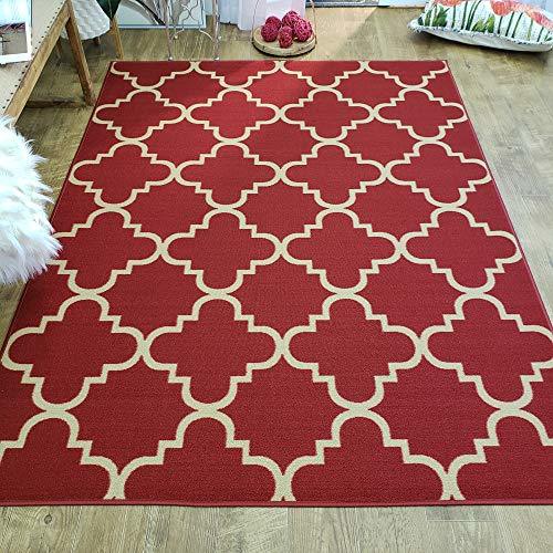 Area Rug 3x5 Red Trellis Kitchen Rugs and mats Rubber Backed Non Skid