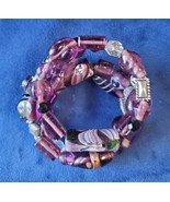 Memory Wire Purple India Furnace Beads and Sterling Silver &#39;Hope&#39; Charm - $15.95