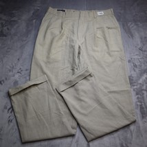 Lands End Beige Hounds Tooth Pants Men 36 Casual Rolled Cuff Wool Men 36x32 - $35.62