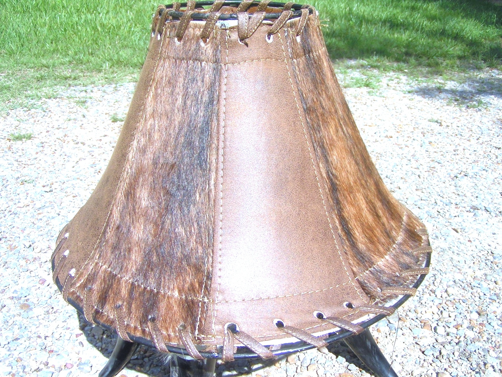 Western Cowhide and Leather Lamp Shade 0177 bz - Lamp Shades