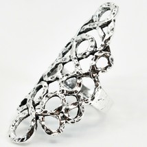 Bohemian Inspired Silver Tone Geometric Infinity Knot Rope Design Statement Ring image 2