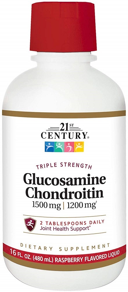 21st Century Glucosamine Chondroitin, 3X, Liquid Raspberry, 16 Ounce