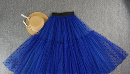 Women ROYAL BLUE Tutu Skirt A-line Puffy Tutu Skirt Royal Blue Dot Party Tutus image 4