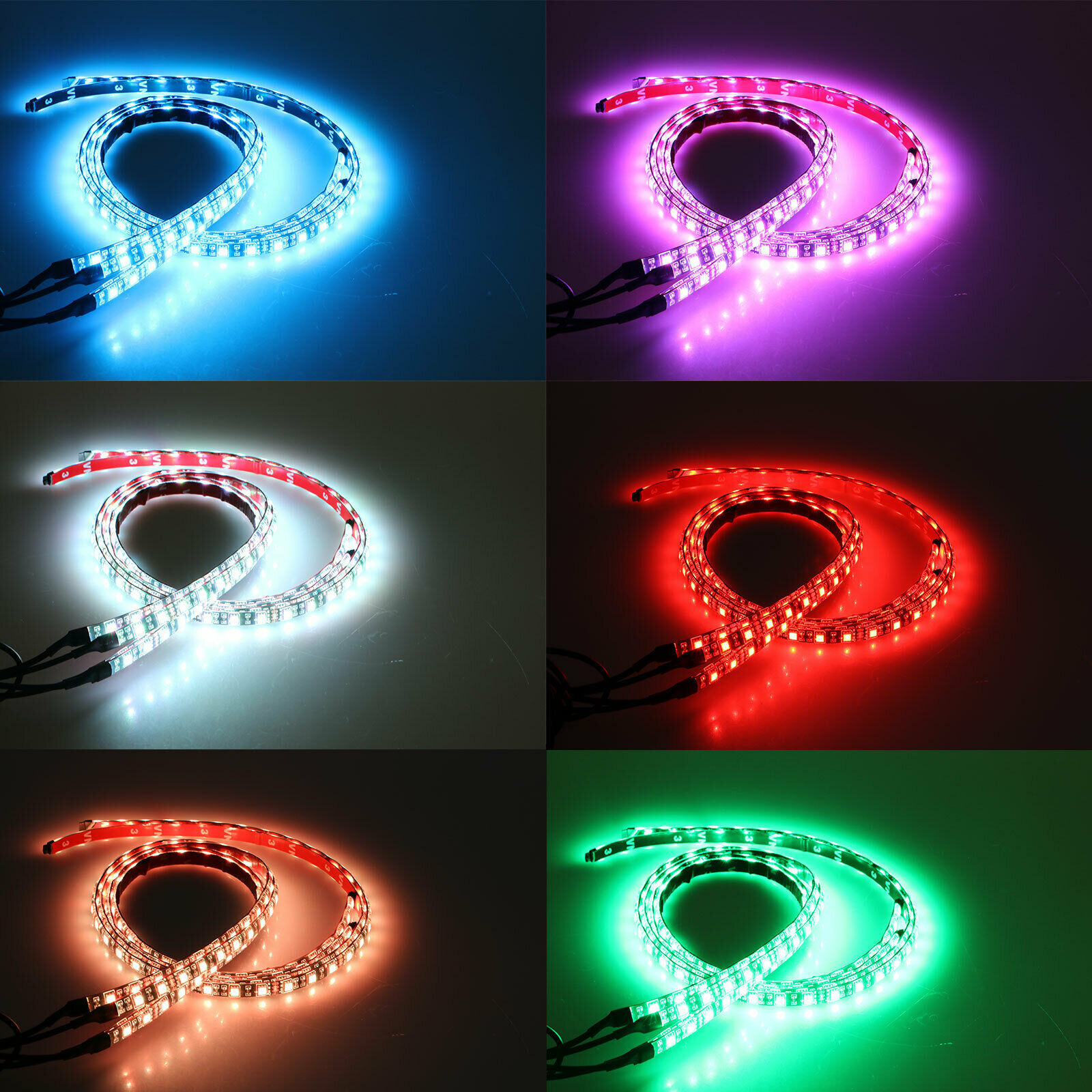 4Pcs RGB 48 LED Strip Under Car Tube Underglow Underbody System Neon