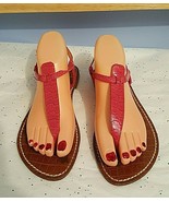 Sam Edelman Pink Snakeskin Thong Flat Sandals Shoes Size 7.5M - $24.75
