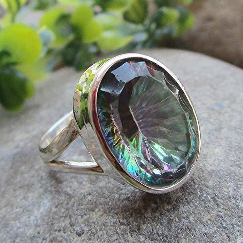 925 Sterling Silver Mystic Quartz Gemstone Handmade Ring Jewelry Mother's Day Gi