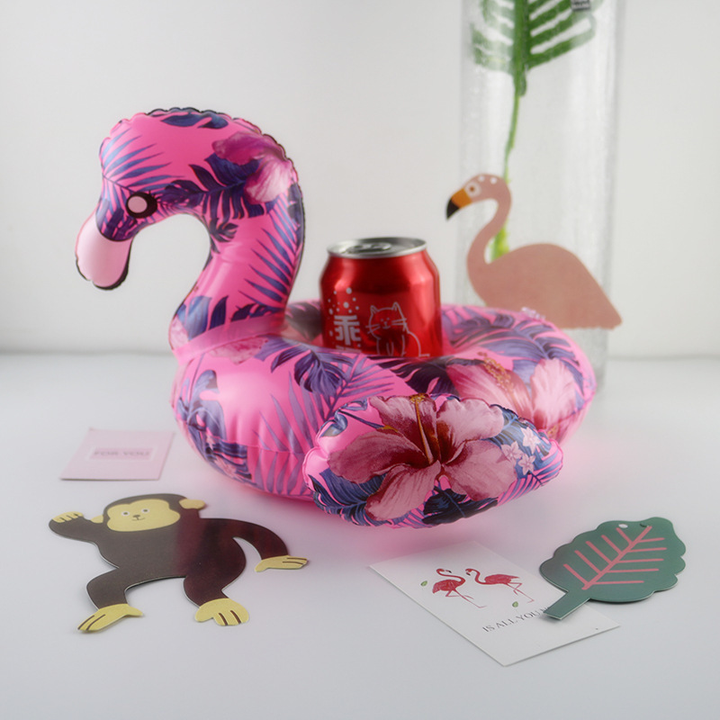 Flower pattern Inflatable flamingo drink floats flamingo cup holder