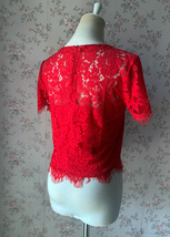 2022 White Lace Crop Top Short Sleeve Bridesmaid Lace Tops Custom Plus Size image 13
