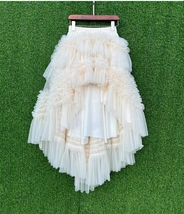 CREAM High Low Tulle Skirt Party Skirt Plus Size Hi-lo Ruffle Layered Tutu Skirt image 9