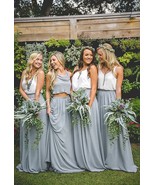 Silver Gray Chiffon Bridesmaid Skirt Floor Length Chiffon Wedding Party ... - $62.99