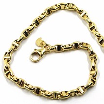 9K YELLOW GOLD NAUTICAL MARINER BRACELET OVALS 3.5 MM THICKNESS 7.5 INCHES, 19CM image 1