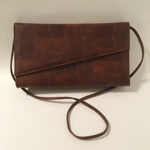 Brown Faux Snakeskin Purse Shoulder Bag Clutch Handbag Black Fabric Lined  - $30.00