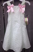 Girl 5 Green White Gingham Eyelet Pink Summer Easter Party Casual Dress Sundress - $15.00