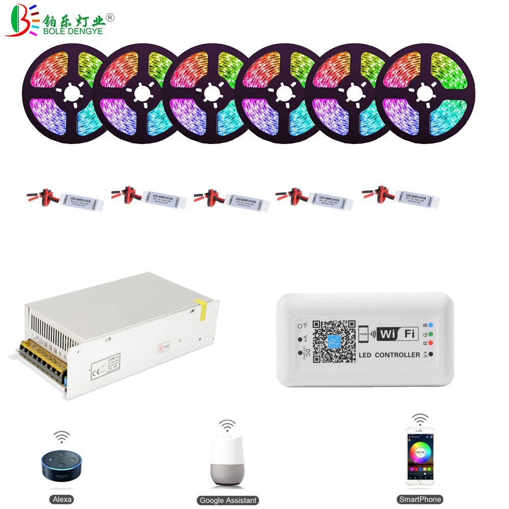 10M 20M 30M 5050 WIFI RGB LED Strip Works With Alexa Google Home IFFFT Controlle