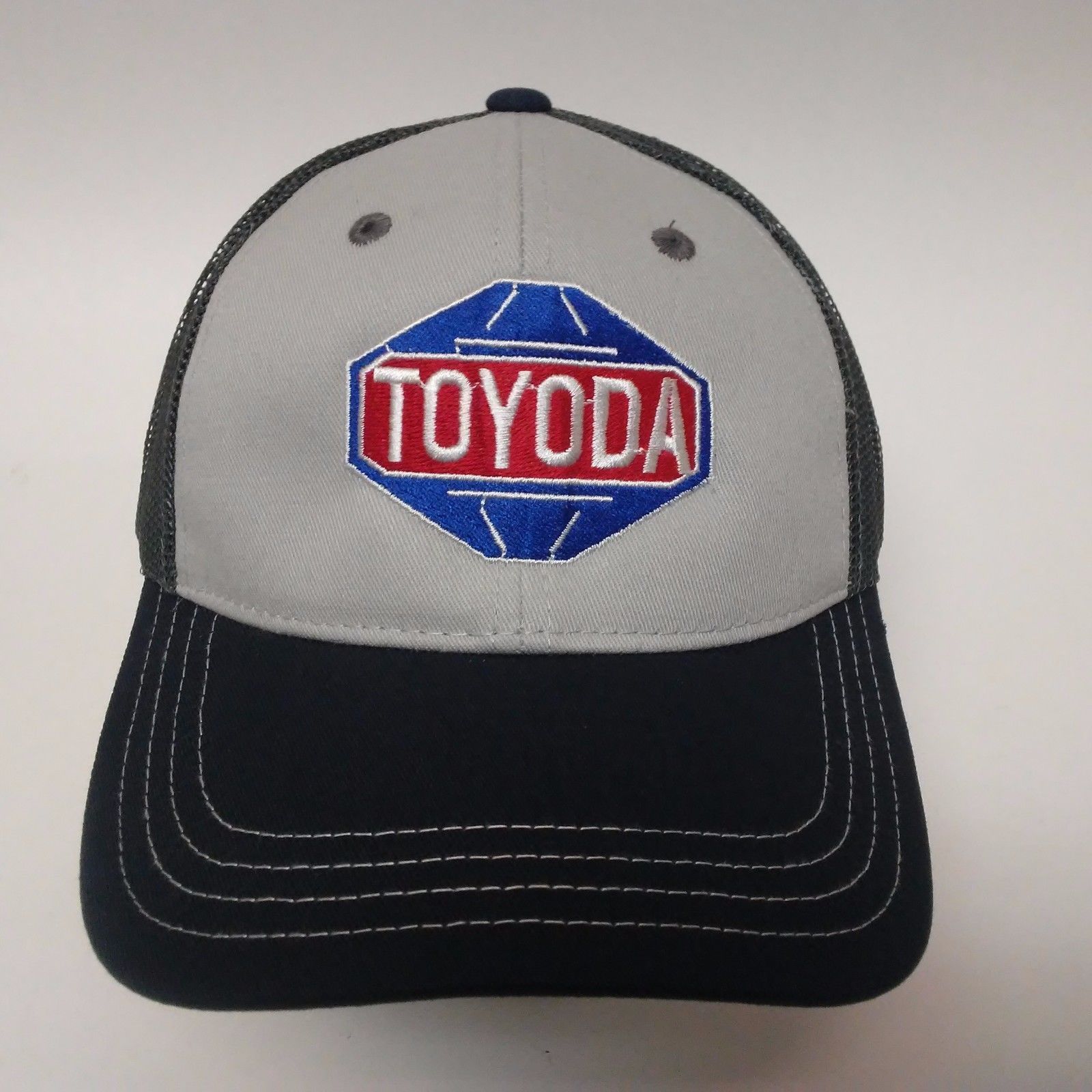 TOYOTA VINTAGE OLD LOGO GRAY BLUE TRUCKER HAT CAP SNAPBACK DISTRICT Hats