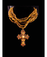 Vintage Gothic rhinestone Cross necklace - Our lady of snows medal - 40&#39;... - $165.00