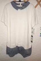 Tommy Hilfiger Woven Hem Peter Pan Collar Knit Top Nwt Misses M - $20.00