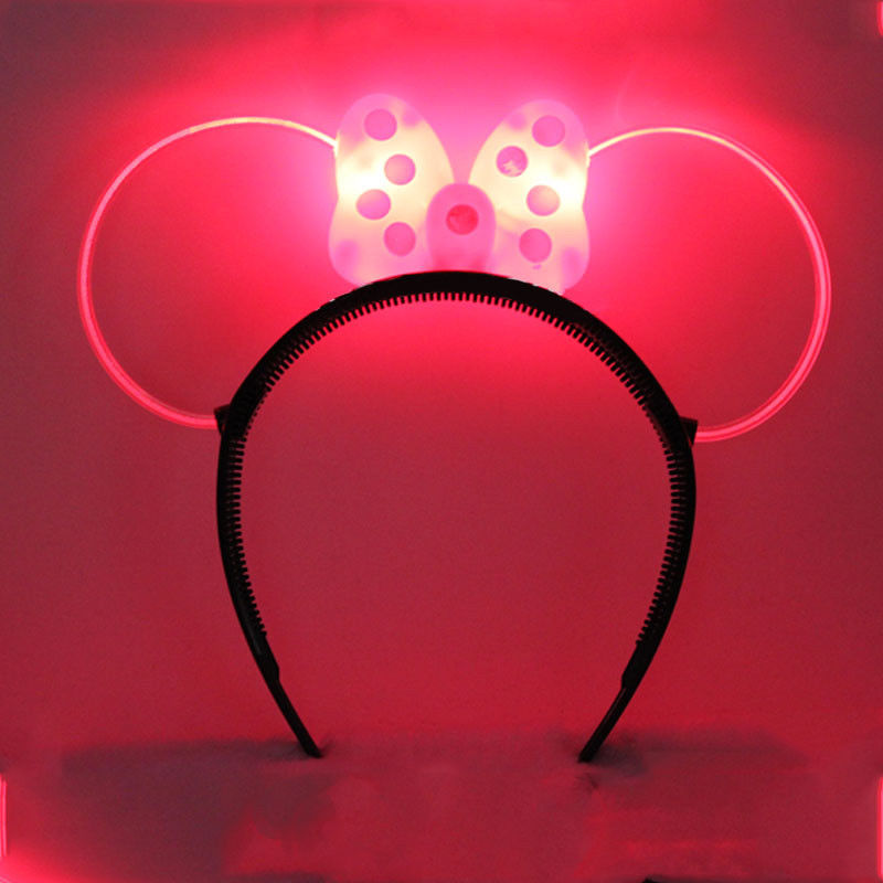 LightUp Minnie Mouse Headband Polka Dot Bows Blinking LED Flashing