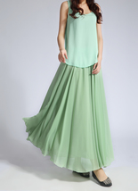 CHIFFON MAXI Skirt Sage-Green Long Silk Chiffon Bridesmaid Maxi Skirt Plus image 6