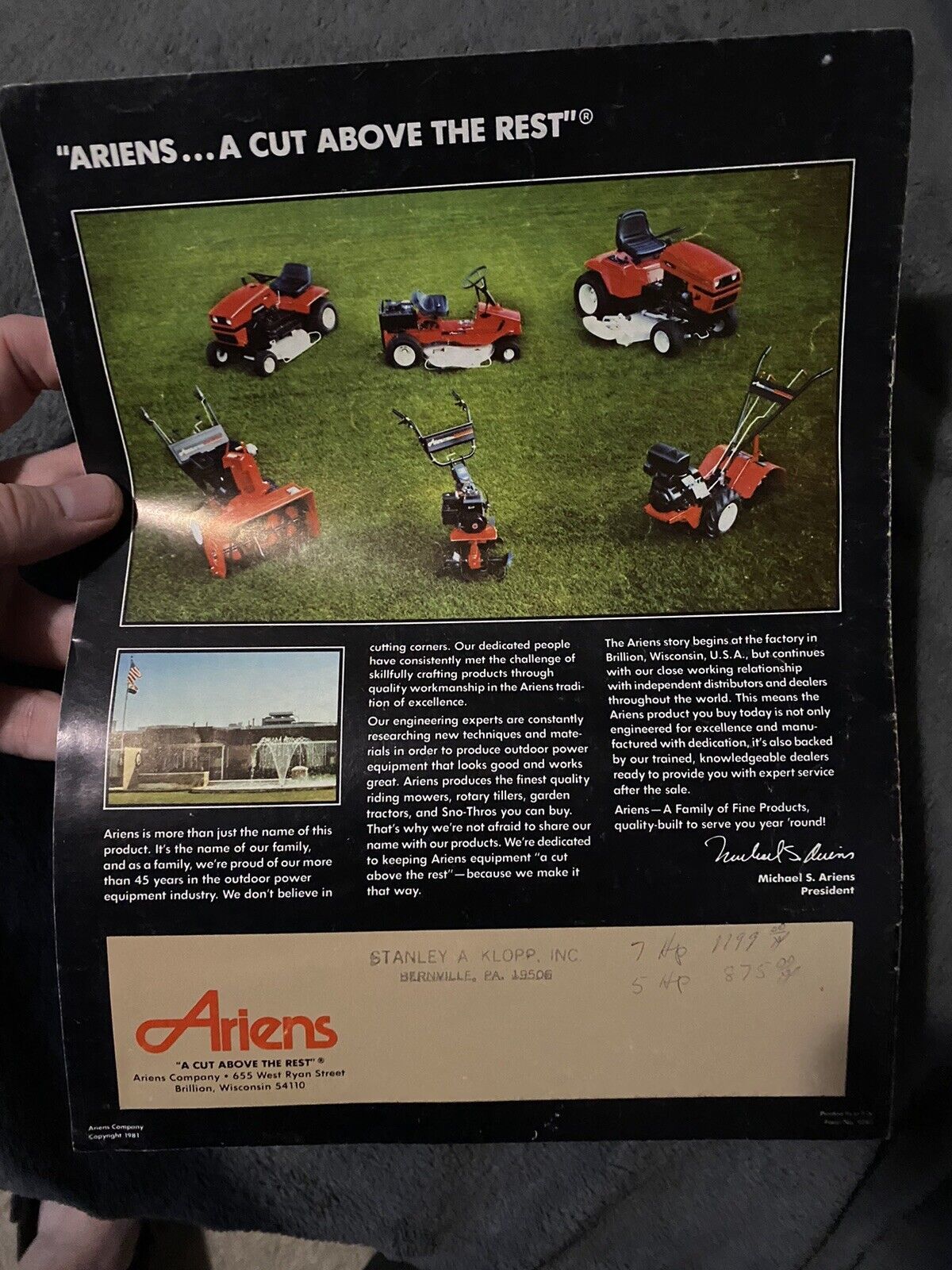 1981 Ariens Reartine Tiller Advertisement and similar items