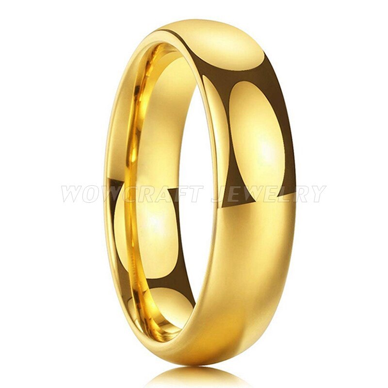 Gold Tungsten Carbide Ring Mens Womens Wedding Band Engagement Rings Polished Do