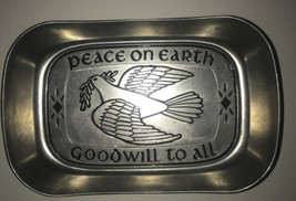 Vintage Wilton Armetale Peace on Earth Goodwill to All Pewter Bread Tray Dove - $14.84