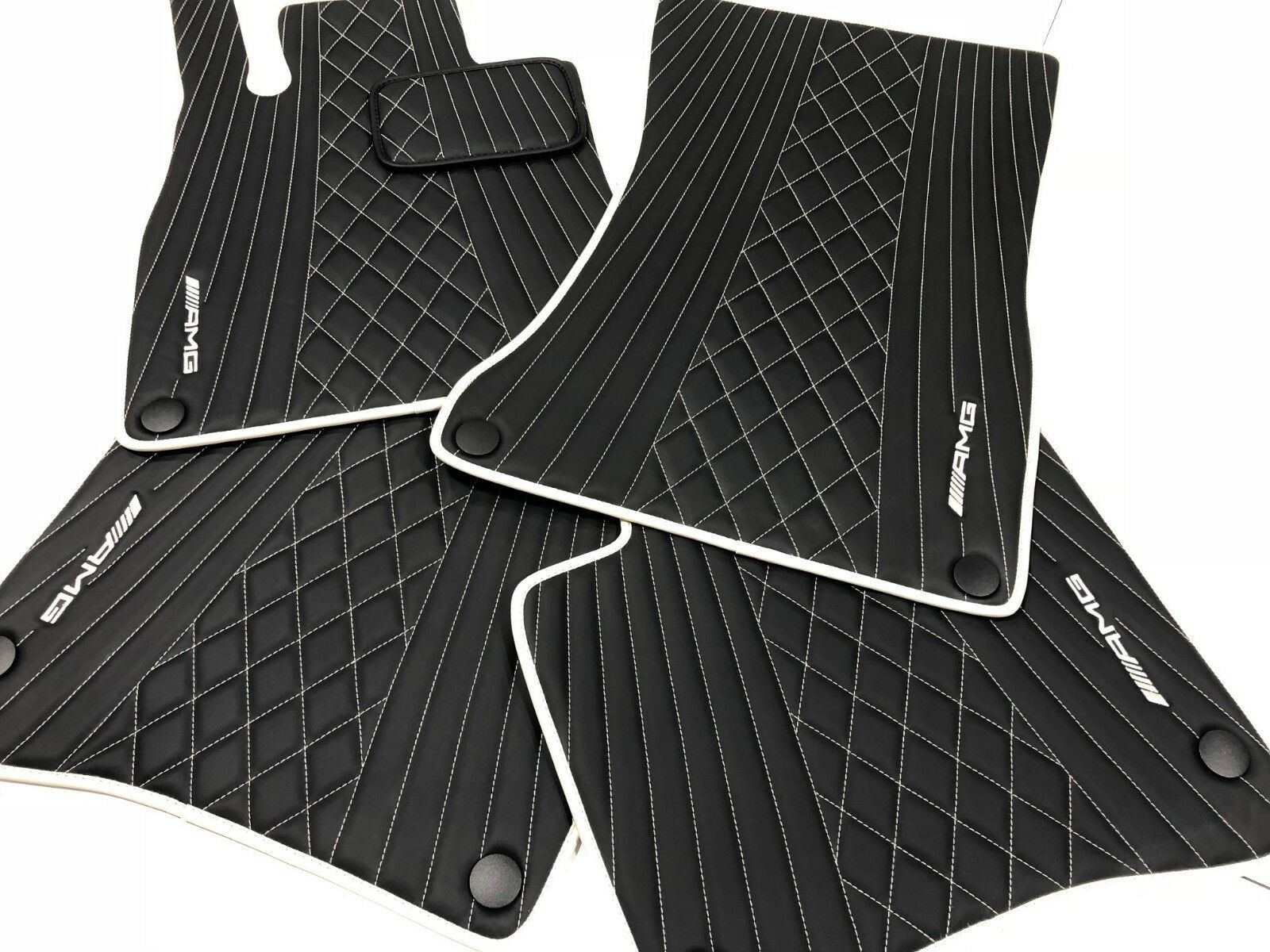 Mercedes S Class, Maybach, AMG leather floor mats black/porcelain 2014