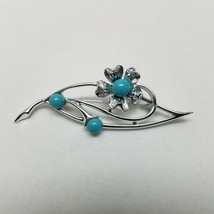 Sara Coventry Silver Tone With Faux Turquoise Brooch 2 1/2&quot; L - $18.80