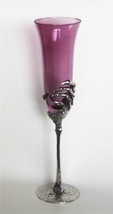 Silver Metal Skeleton Hand Amethyst Purple 11&quot; Tall Champagne Flute Gobl... - $48.99