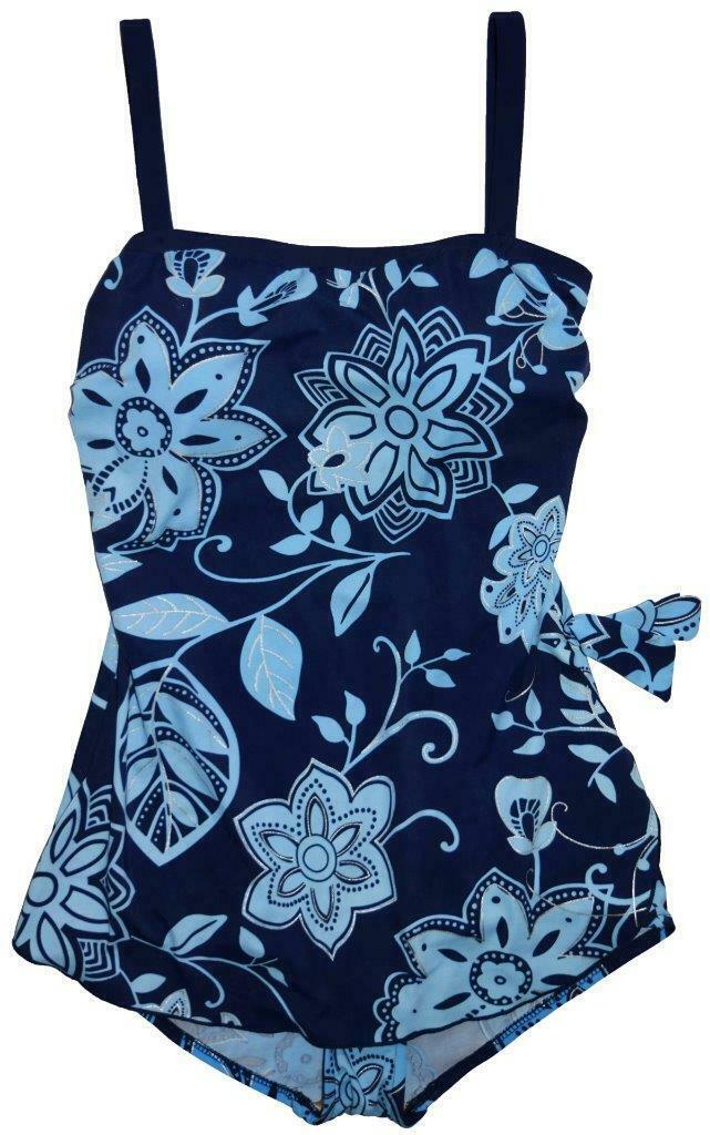 EUC Le Cove Womens Plus Size 16 Swimsuit One Piece Blue Floral Silver ...